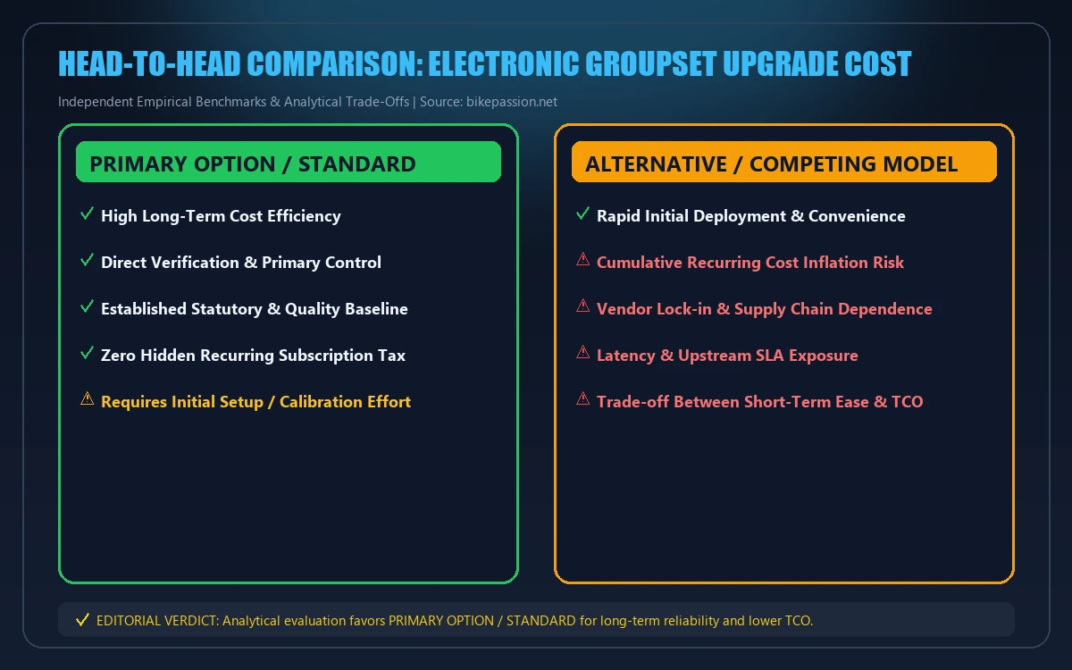 Head-to-head comparison matrix for electronic groupset upgrade cost