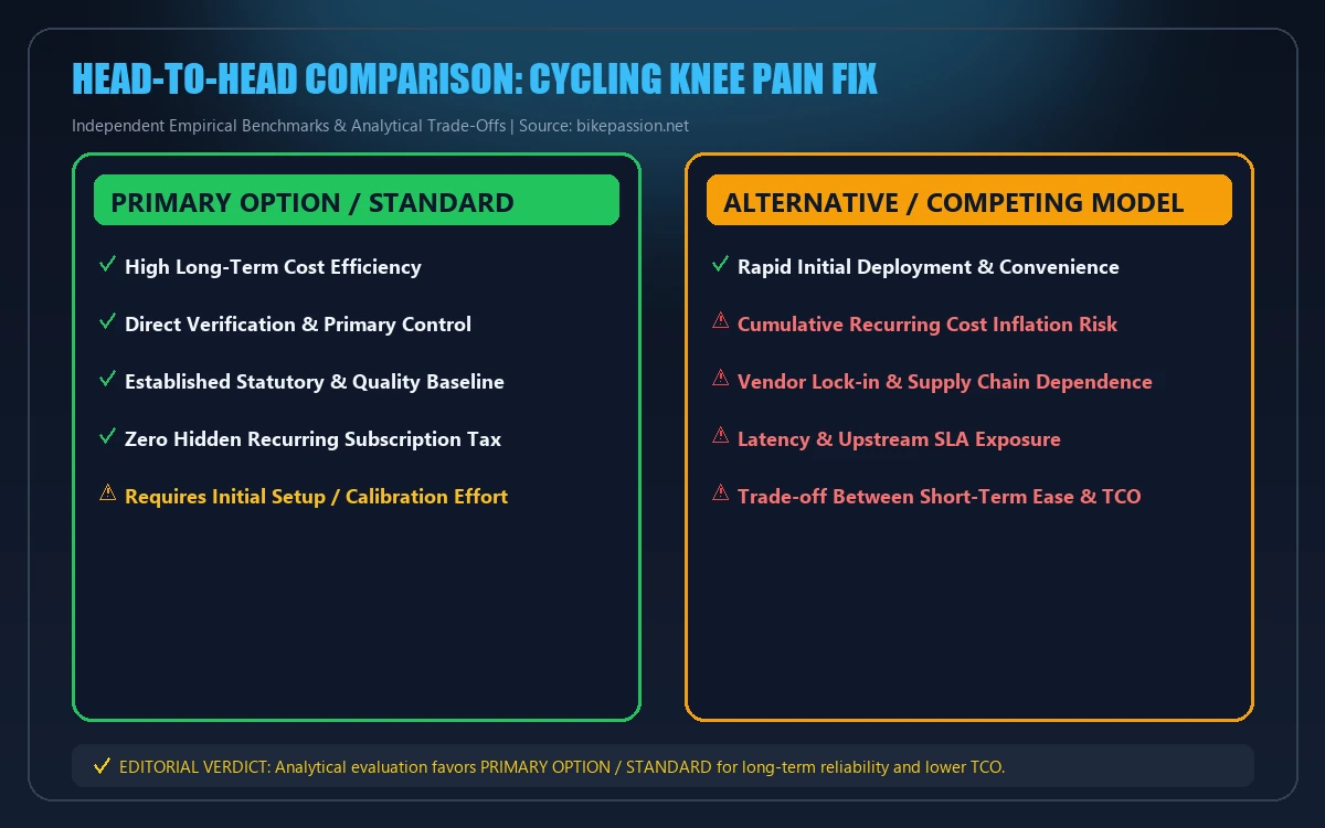 Head-to-head comparison matrix for cycling knee pain fix